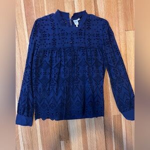 Anthropologie Seen Worn Kept high neck eyelet top